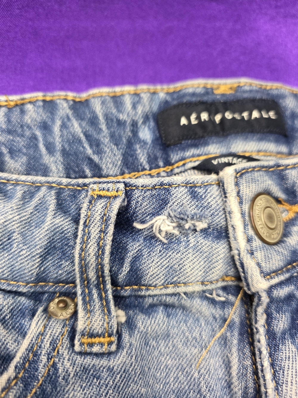 Aeropostale Vintage Denim  Low Rise Shorty Cut Off Shorts - Size 000 - Picture 7 of 9